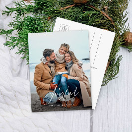 Enkel Glädjefull Julkort Fotografi Postkort Helg Vykort