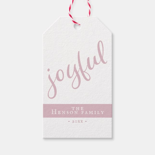 Enkel Glatt  Rosa - Helgdag vid jul Presentetikett (Framsidan)