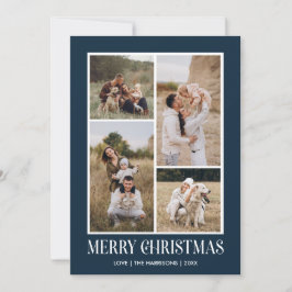 Enkel God jul 4-fotokollage | BLÅ Julkort