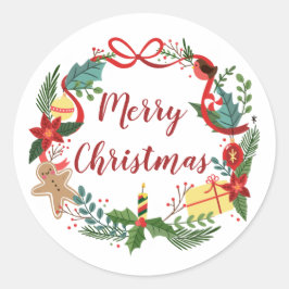 Enkel God jul-andedräkt | Teckningsförsegling Runt Klistermärke