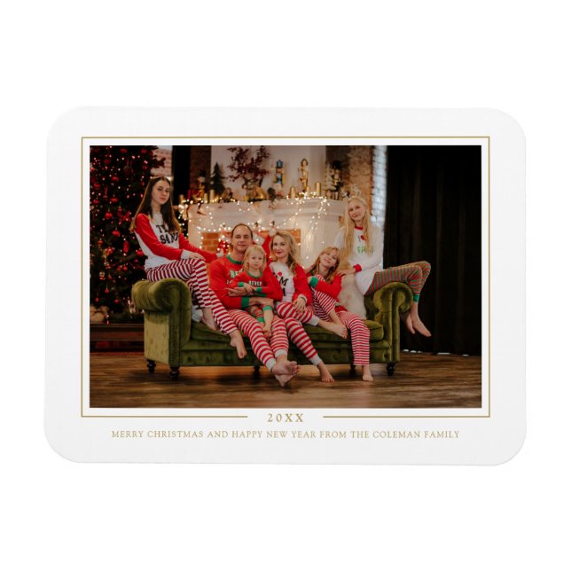 Enkel God jul-fotofamilj med monogrammet Magnet (Horisontell)