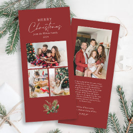 Enkel God jul Greenery Photo Collage Julkort