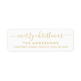 Enkel God jul Guld Modern Script Helgdag Returadress Etikett