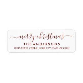 Enkel God jul Red Modern Script-Helgdag Returadress Etikett