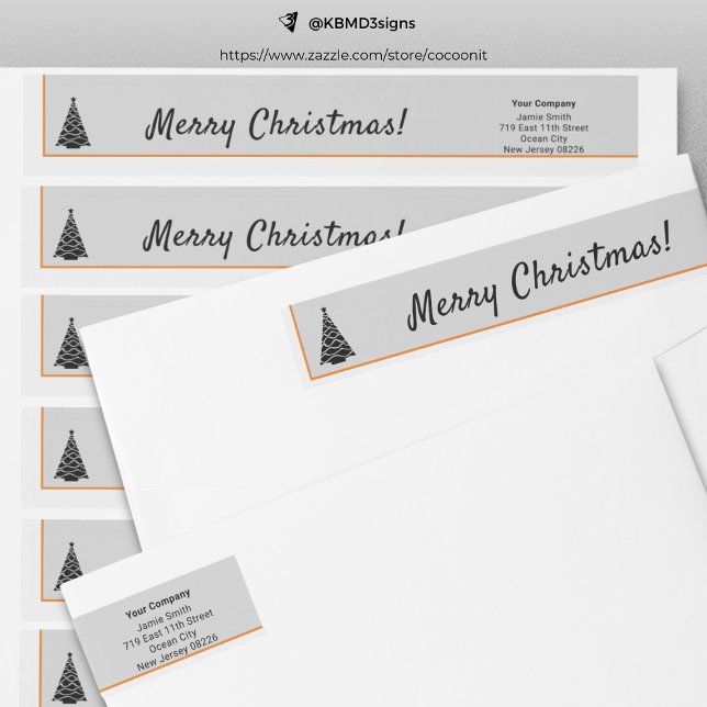 Enkel God jul Träd Returadress Etikettband (Simple Merry Christmas Tree Return Address Wrap Around Label)