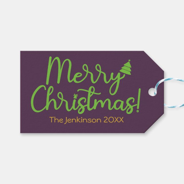 Enkel God Jul Violett Presentkort Presentetikett (Framsidan (Horisontell))