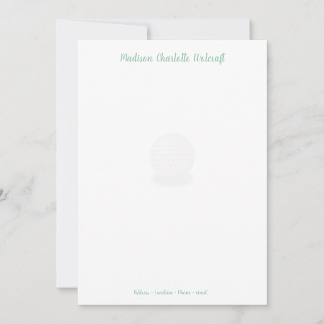 Enkel Golf-temadesign, anpassat, platt antecknings Tack Kort (Framsida)