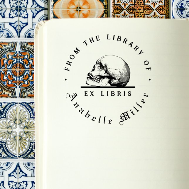 Enkel gotisk Vintage Bibliotek Bok Stämpel (Skapare uppladdad)