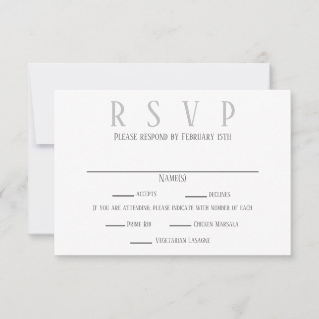 Enkel grå design - RSVP/inbjudan till middagsval Inbjudningar (Framsida)