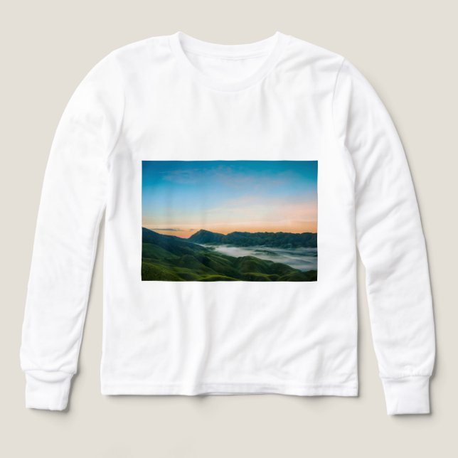 Enkel grå långärmad t-shirt i Heather – Soft Crew (Design framsida)