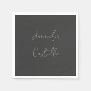 Enkel grå minimalistisk modern kalligrafi pappersservett