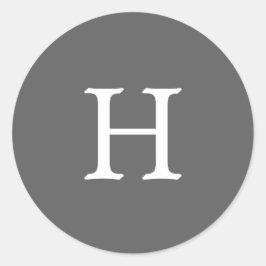 Enkel grå monogrambröllop runt klistermärke