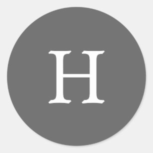 Enkel grå monogrambröllop runt klistermärke