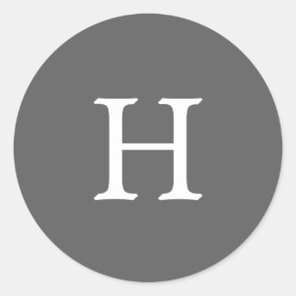 Enkel grå monogrambröllop runt klistermärke
