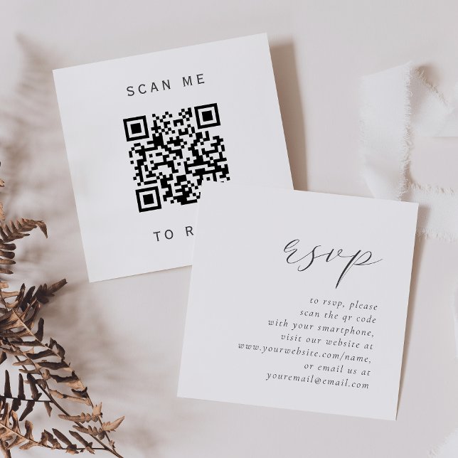 Enkel grå script bröllops QR-kod RSVP budget Tilläggskort (Skapare uppladdad)