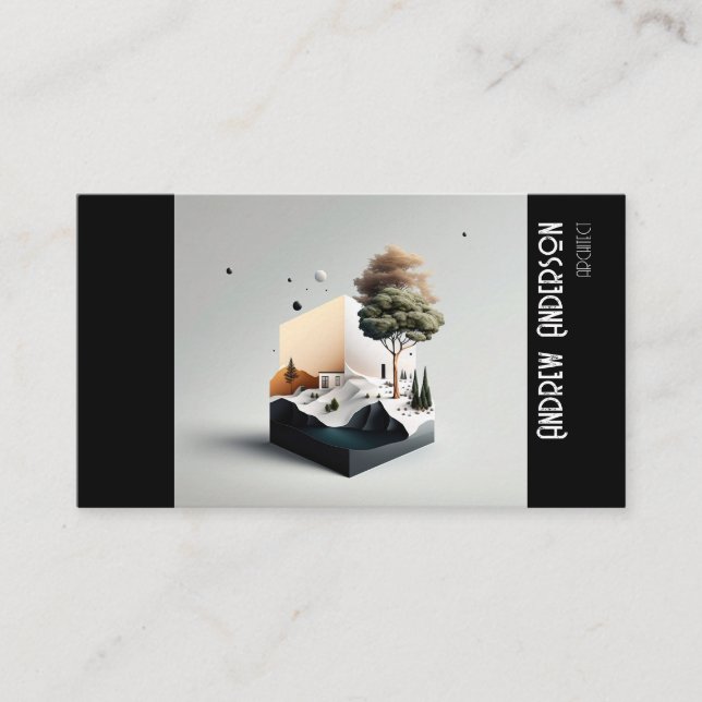 Enkel grå svart fotoarkitekt visitkort (Framsida)