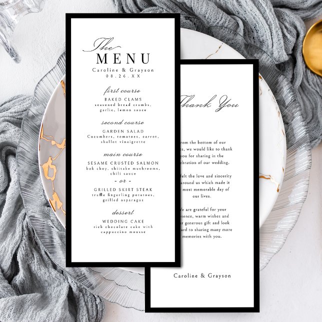 Enkel graciös skript typografi bröllop meny (Simple Graceful Script Typography Wedding Menu)