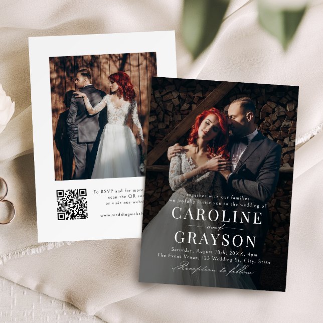Enkel graciös skript typografi foto bröllop inbjudningar (Simple Graceful Script Typography Photo Wedding Invitation)