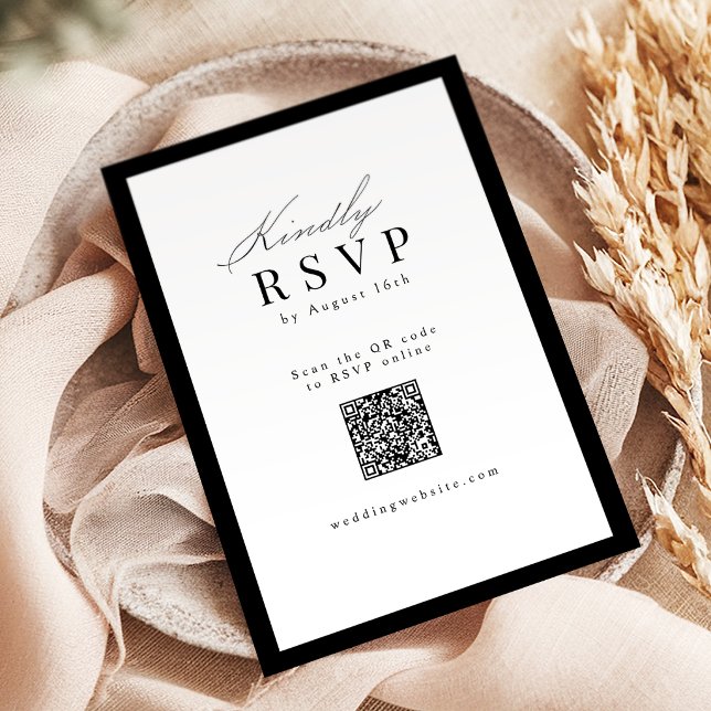Enkel graciös skript typografi QR-kod bröllop OSA Kort (Simple Graceful Script Typography QR Code Wedding RSVP Card)