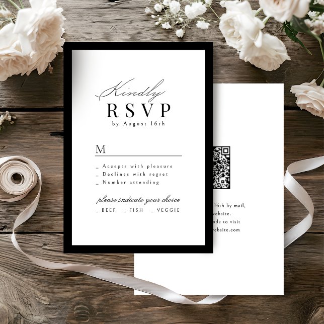 Enkel graciös skript typografi QR-kod bröllop OSA Kort (Simple Graceful Script Typography QR code Wedding RSVP Card)