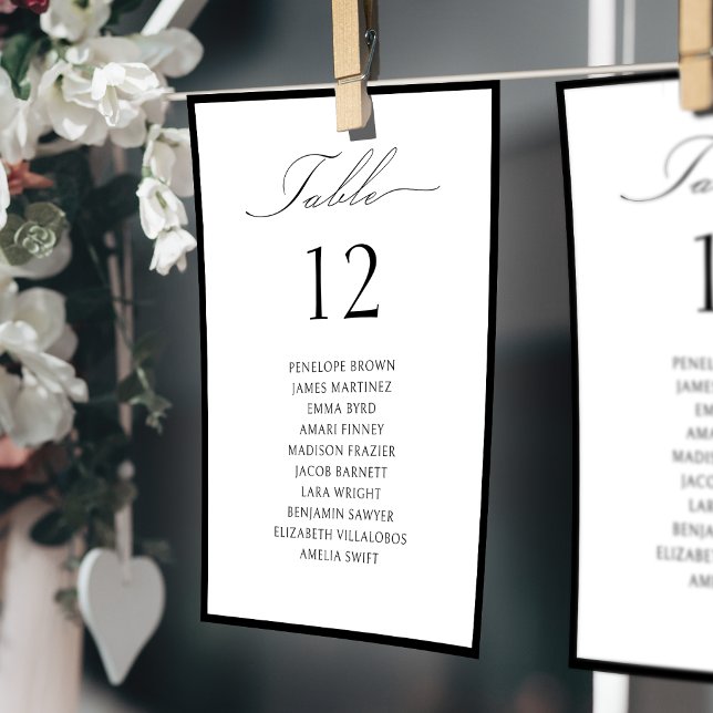 Enkel graciös skripttabell Nummer Sittplatskarta Inbjudningar (Simple Graceful Script Table Number Seating Chart)