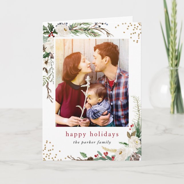 Enkel, graciös vinter-botaniskt foto Hälsning Helgkort (Framsida)