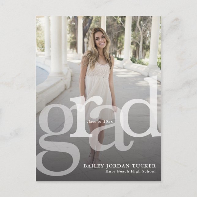 Enkel GRAD-överlagringsklass för examensinbjudan Meddelande Vykort (Framsida)