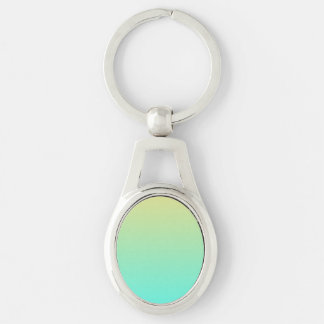 Enkel gradient Pastellgul Turkos Ovalt Silverfärgad Nyckelring