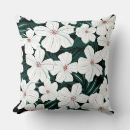 Enkel grafisk vit blomma från teckning vår kudde