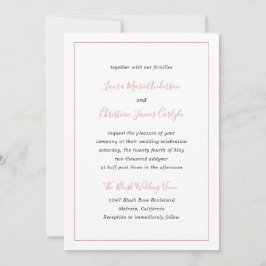 Enkel Gräns Formell  Rosa Elegant bröllop Inbjudningar