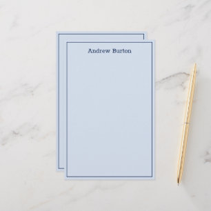 Enkel Gräns Personlig Stationery Papper   Blå