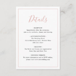 Enkel Gräns  Rosa Elegant bröllop Tilläggskort