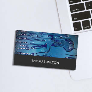 Enkel Grått Blue Circuit Board-dator Visitkort