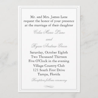 Enkel Grått Gräns bröllopsinbjudan Inbjudningar