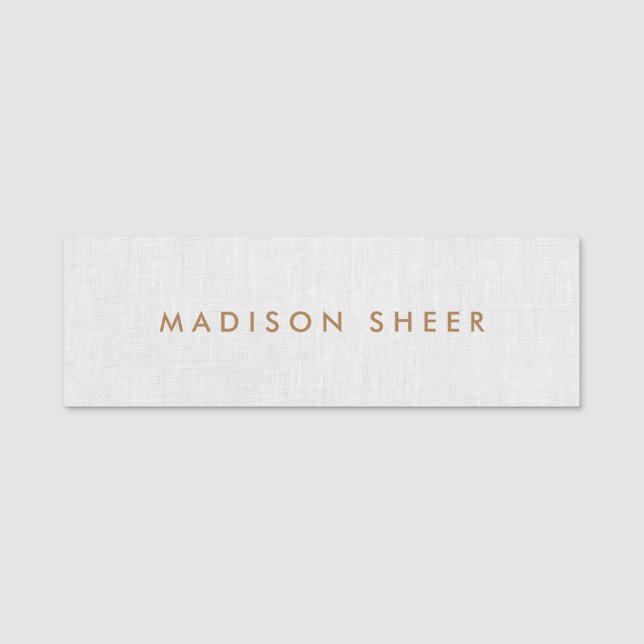 Enkel Grått Linen Professionell-anställd Namnbricka (Framsida)