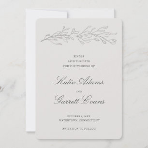Enkel Grått non Photo Elegant bröllop Spara Datumet