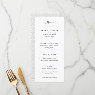 Enkel Grått och vit Bröllop Menu Meny