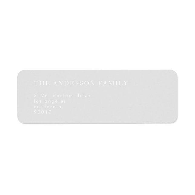 Enkel Grått och Vit modern kalligrafi Returadress Etikett (Framsidan)
