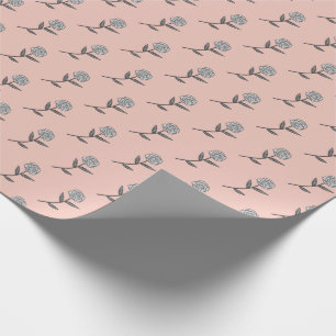 Enkel Grått Rosa ros Ditsy Blommigt Helgdag Gift Presentpapper