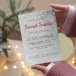 Enkel Grått Snöflingor Secret Santa Party Inbjudningar
