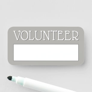 Enkel, Grått "VOLUNTEER" Namn bricka Namnbricka