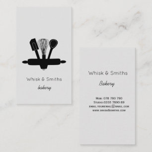 Enkel Grått Whisk Bakery Chef Caterer Anpassnings Visitkort