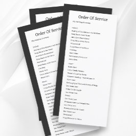 Enkel Grått White Order of Service Bröllop Card Inbjudningar