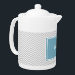 Enkel Grått ZigZag<br><div class="desc">Detta är enkelt men klassiskt - grått zigzag mönster med monogrammad plack i turkos - allt helt anpassade.</div>