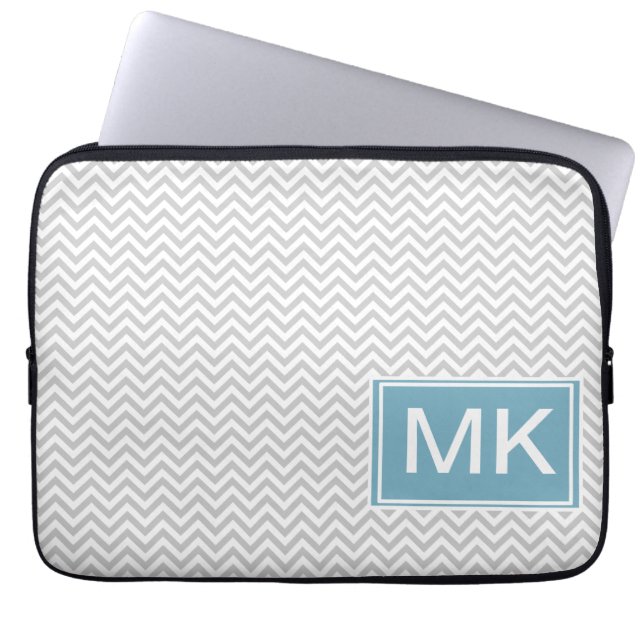 Enkel Grått ZigZag Laptop Sleeve (Framsidan)