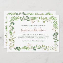 Enkel Greenery | Baby Shower Inbjudningar