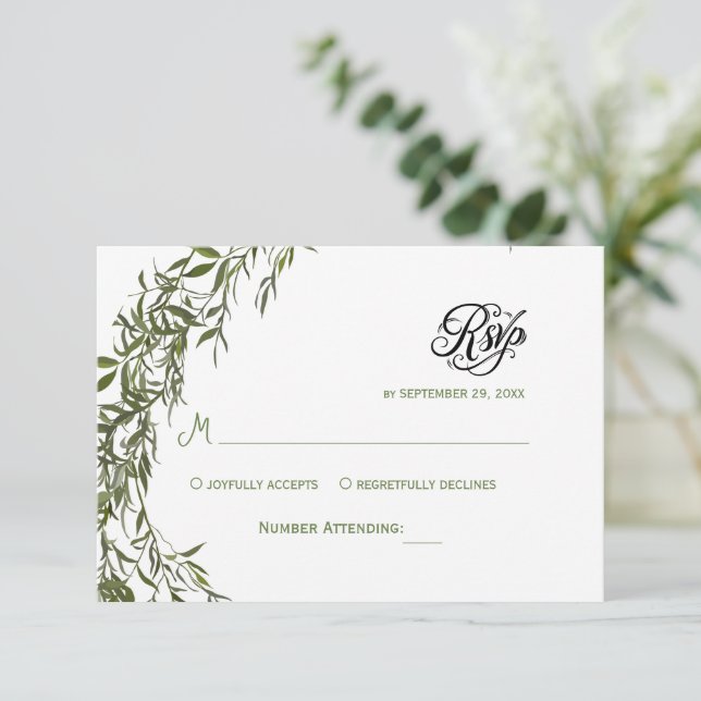 Enkel Greenery Eukalyptus RSVP Inbjudan (Stående Fram)