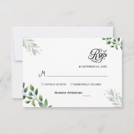 Enkel Greenery Eukalyptus RSVP Inbjudan