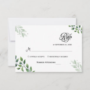 Enkel Greenery Eukalyptus RSVP Inbjudan