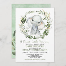 Enkel Greenery Guld Elephant Baby Shower Sprinkle